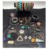 Variety of Beaded Jewelry In Blue, Black and Silver