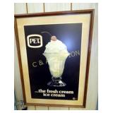 FRAMED PET ICE CREAM STORE DISPLAY 17X23 1985