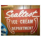 SEALTES ICE CREAM DEPT. MASONITE SIGN 22X19