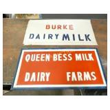 (2) BURKE QUEEN BESS METAL SIGNS 34X17 SELF FRAMED