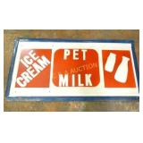PET ICE CREAM MILK SIGN 34X17 SELF FRAMED