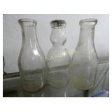 (3) EMB. QT. BILMORE MILK BOTTLES (1) CREAM TOP
