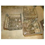 (3) WIRE CRATE PINT & QT. 3CENT, 2CENT EMB.BOTTLES