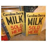 (2) CAROLINA DAIRY MILK WOODEN SIDEWALK SIGN 24X36
