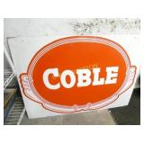 COBLE METAL DECAL SIGN ON BOARD 44X32