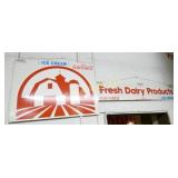 (2) FLAVORICH AND FRESH DAIRY DECAL SIGNS 33X25