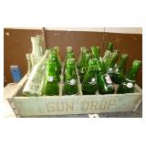 WOODEN SUNDROP CRATE W/ VARIOUS BOTTLES GRANITE NC
