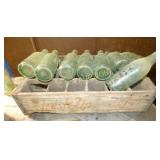 WOODEN FRESHUP 7UP CRATE,(8)LENIOR EMB. BOTTLES