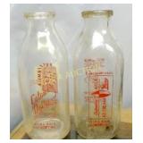 (2) QT. CATAWBA DAIRY HICKORY NC NU-GRIP BOTTLE