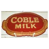 1959 EMB. COBLE MILK DIE CUT SIGN 60X41