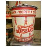 PEPSI DOUBLE DOT 5CENT BARREL W/ LID