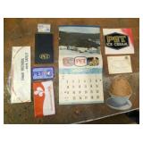 LOT OF OLD STOCK PET DECALS, CALENDARS, HAT, ETC