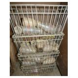 (4) MARYS GROVE MILK BOTTLES IN WIRE RACK