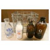 CRATE QT BORDENS,PICKERT, HAYES W/ AMBER BOTTLE