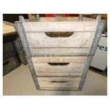 (3) SUPERIOR DAIRY WOODEN MILK CRATES