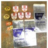 LOT OF BORDEN PATCHES, OLD STOCK BAGS