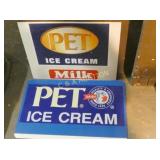 (2) ALUM. PET DECAL SIGNS 24X15