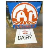 (2) METAL SIGNS W/ DECALS,FLAVORICH DAIRY