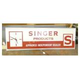 LIGHTUP SINGER PRODUCTS SIGN W/ CLOCK 50X16