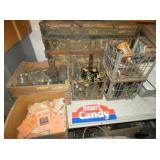 LOT OF BOTTLES, STORE SCALES,LIQ. BOTTLES, ETC