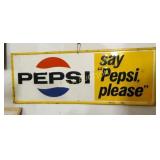EMB. SAY PEPSI PLEASE SIGN 31X12