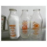 (3) QT. BURKE,DURHAM DAIRY, MOORESVILLE BOTTLES