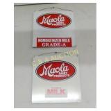 (2) MAOLA MILK DECAL SIGNS ON METAL 16X18