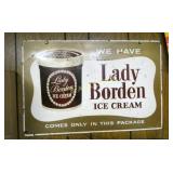 1955 LADY BORDEN ICE CREAM SIGN W/ CARTON