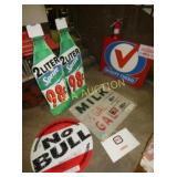 (6) SIGNS SPRITE,DECALS, PET, BULL SIGNS