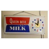 QUEEN BESS MILK LIGHTUP CLOCK 12X24