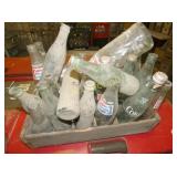 WOODEN CRATE W/ VARIOUS BOTTLES