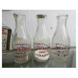(3) MARYS DAIRY BOTTLES W/ 2 DIGIT PHONE #
