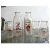 (5) CATAWBA 1/2 PINT, QT HICKORY NC BOTTLES