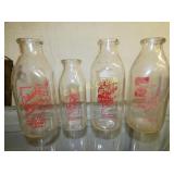 (4) QT. CATAWBA DAIRY MILK BOTTLES NICE GRAPHICS