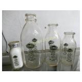 (4) GREEN COBLE 1/2G.-1/2PINT MILK BOTTLES