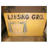 RARE EMB. QUEEN BEES DS LANSING SIGN W/ COW