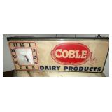 COBLE DAIRY PRODUCTS CLOCK 26X9