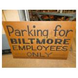 PARKING FOR BILTMORE SIGN 36X24