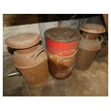 20G. ESSO BARREL, 2 MILK CANS