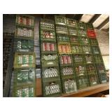 (40) GREEN MILK CRATES FULL COBLE,PEELERS ITEMS