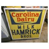 CAROLINA DAIRY HAMRICK BROS. CAN SIGN 49X49