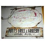 EMB. COBLE CAN SIGN POTTS GRILL W/ BRACKET