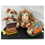 3 Vintage Mechanical and Plush Toys, 9in to 4in