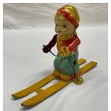 J. Chein Tin Windup Ski Lady Toy