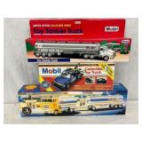 3 Collectible Toy Tanker Trucks by Mobil and Shell