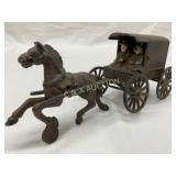 Cast Iron Horse and Carriage Toy with Passengers