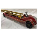 Kingsbury Tin Windup Fire Truck with Extendable La