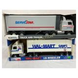 Two Ertl Truck and Trailer Sets: ServiStar and Wal