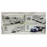 4 Unopened 1/34 Scale Diecast Trucks with 1950s De