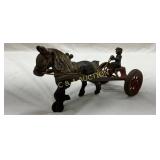 Cast Iron Toy Horse and Carriage with Painted Deta